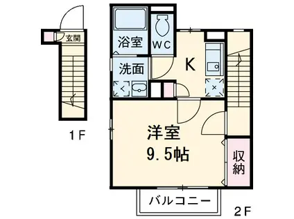 プチ・アルジャンⅡ(1K/2階)の間取り写真