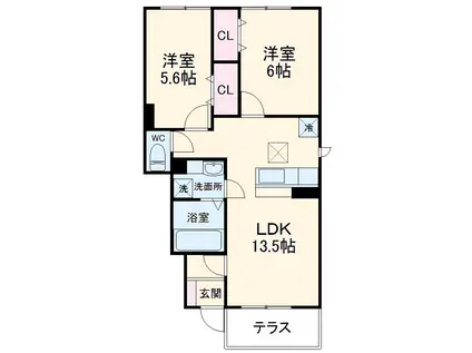 メゾンSAKURA(2LDK/1階)の間取り写真