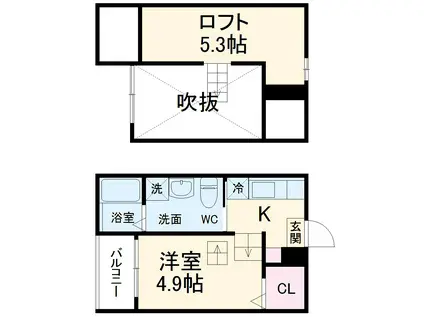SOFITEL西田町(ワンルーム/2階)の間取り写真