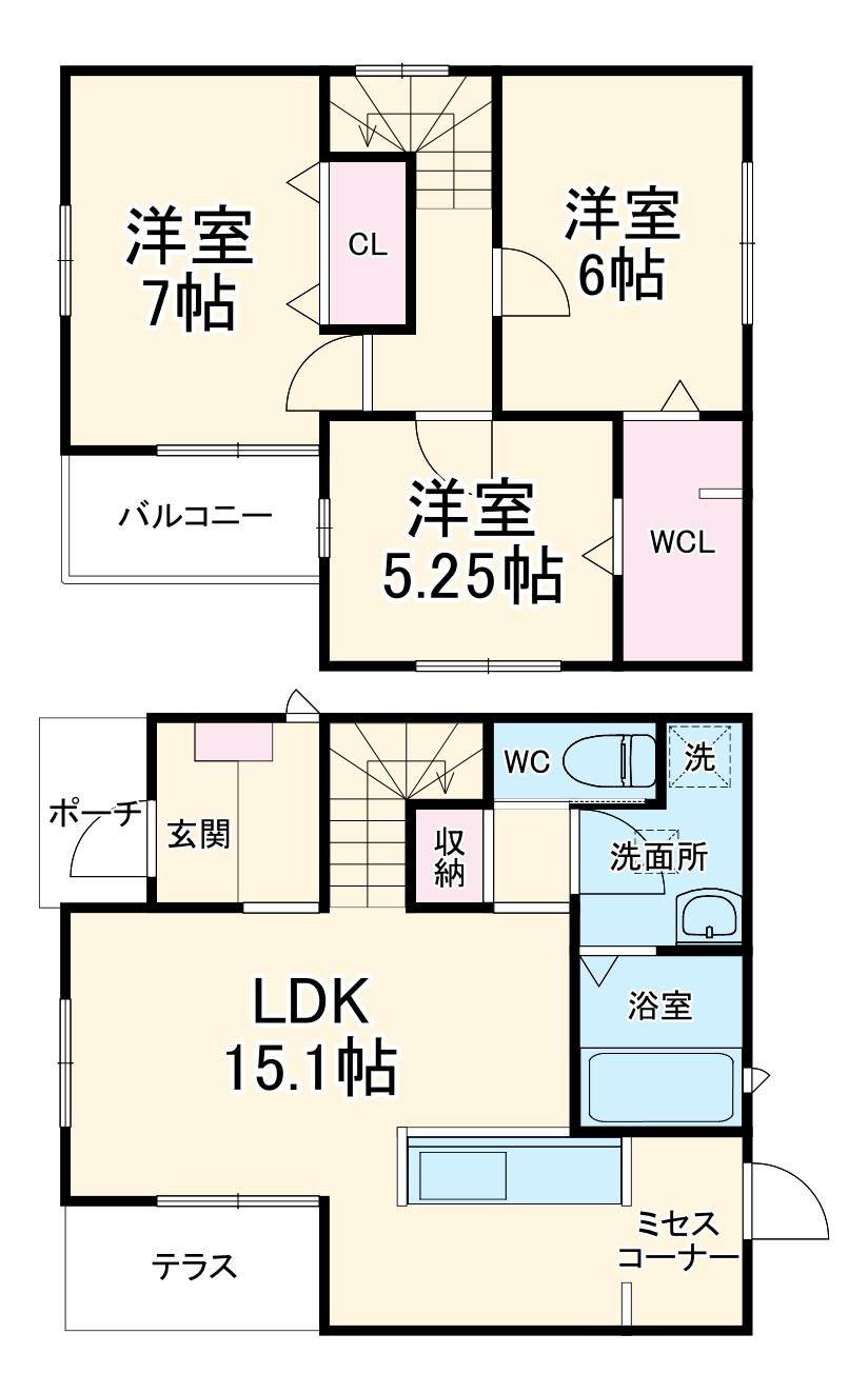 ガイドウエイ志段味 川宮駅 徒歩6分 2階建 築13年(3LDK)の間取り写真