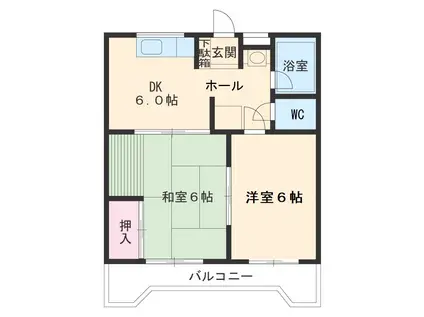 リバージュ剣(2DK/3階)の間取り写真