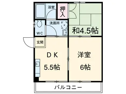 アムール正徳(2DK/2階)の間取り写真