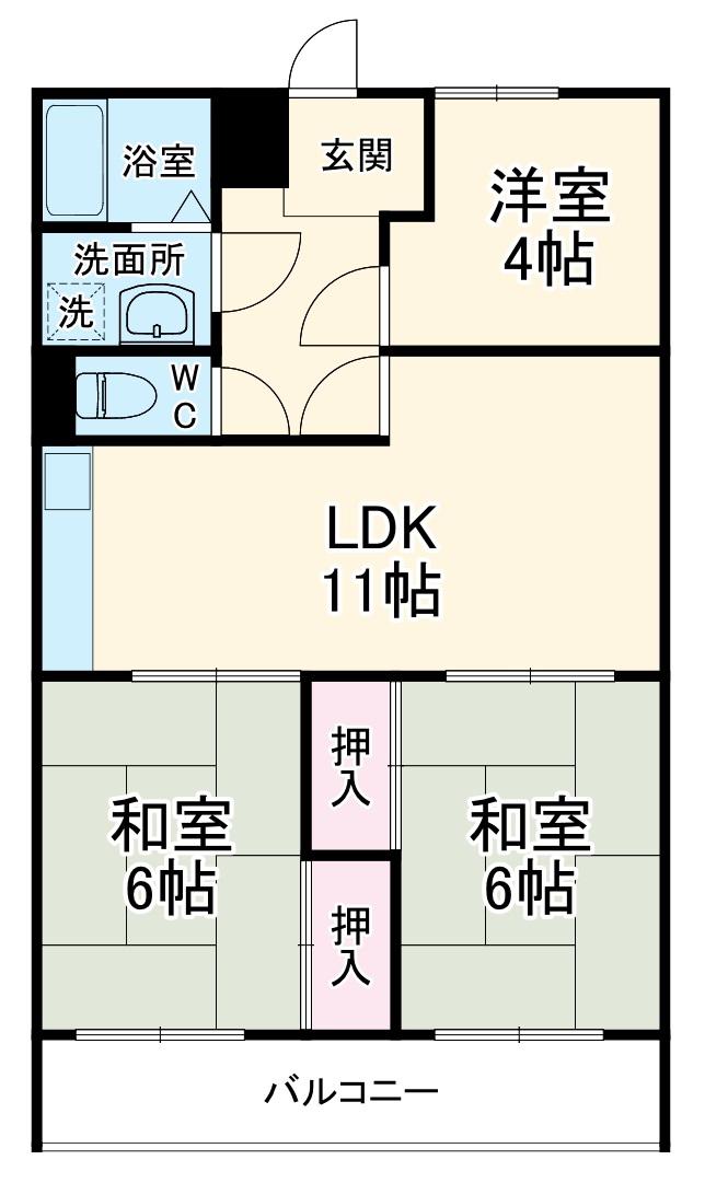 第3アスナロマンション(3LDK/3階)の間取り写真