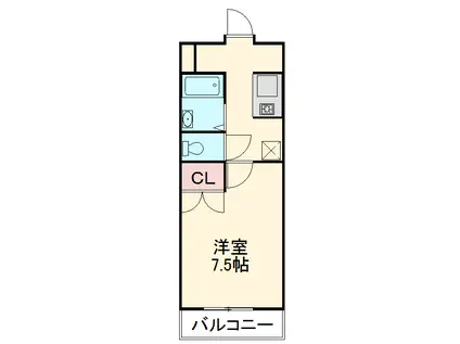 ガーデンビル城下(1K/6階)の間取り写真