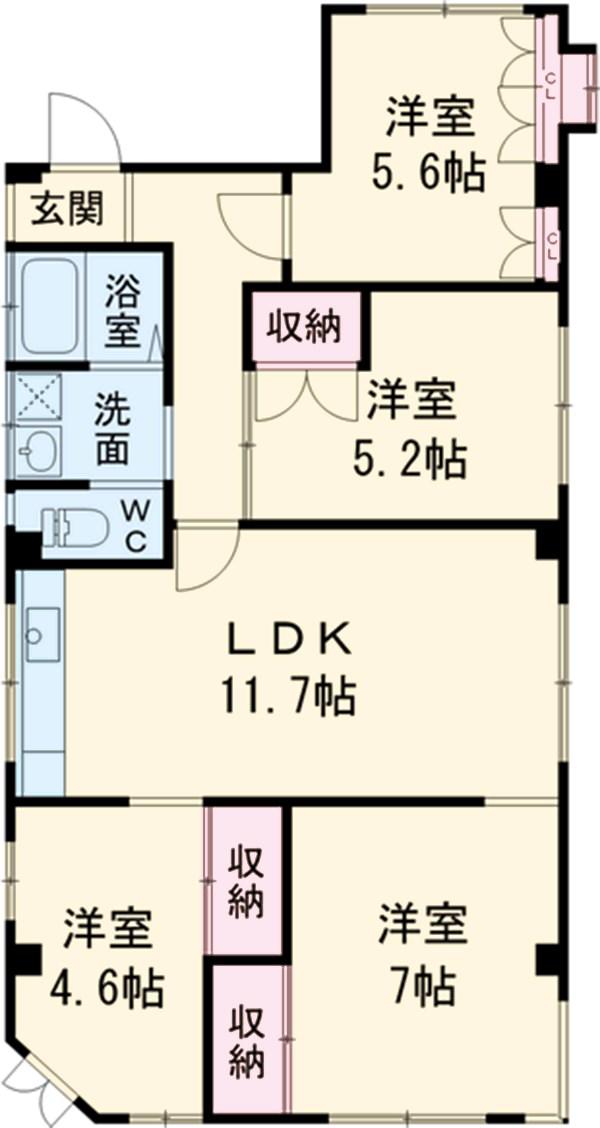 ライフモリ15号館(4LDK/3階)の間取り写真