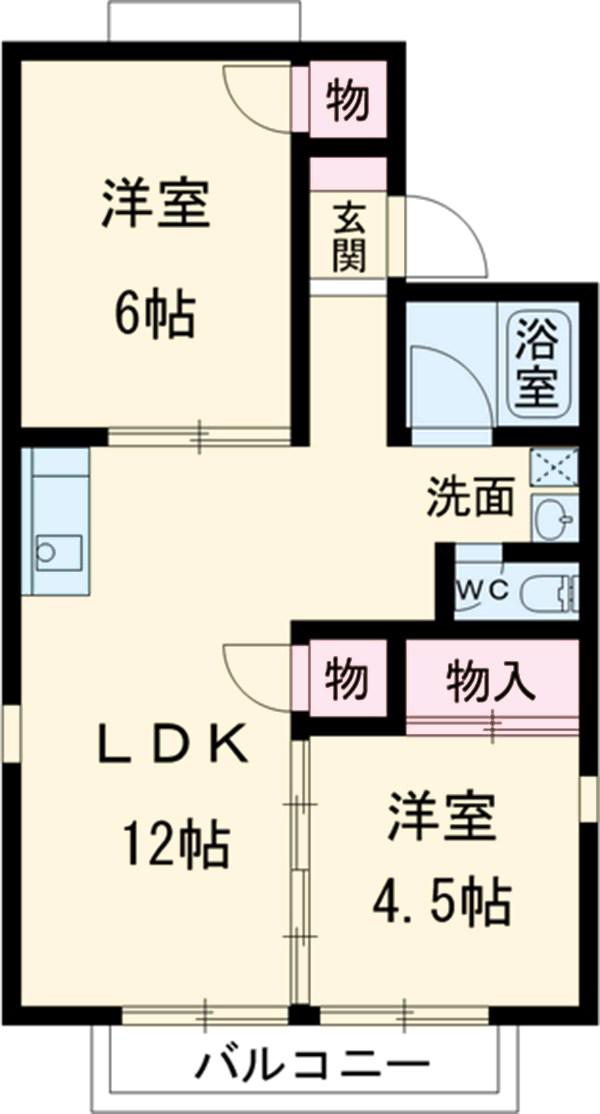 メゾン八社K(2LDK/2階)の間取り写真