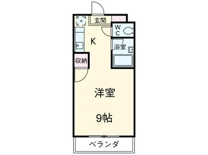 キャスティルⅢ(ワンルーム/2階)の間取り写真