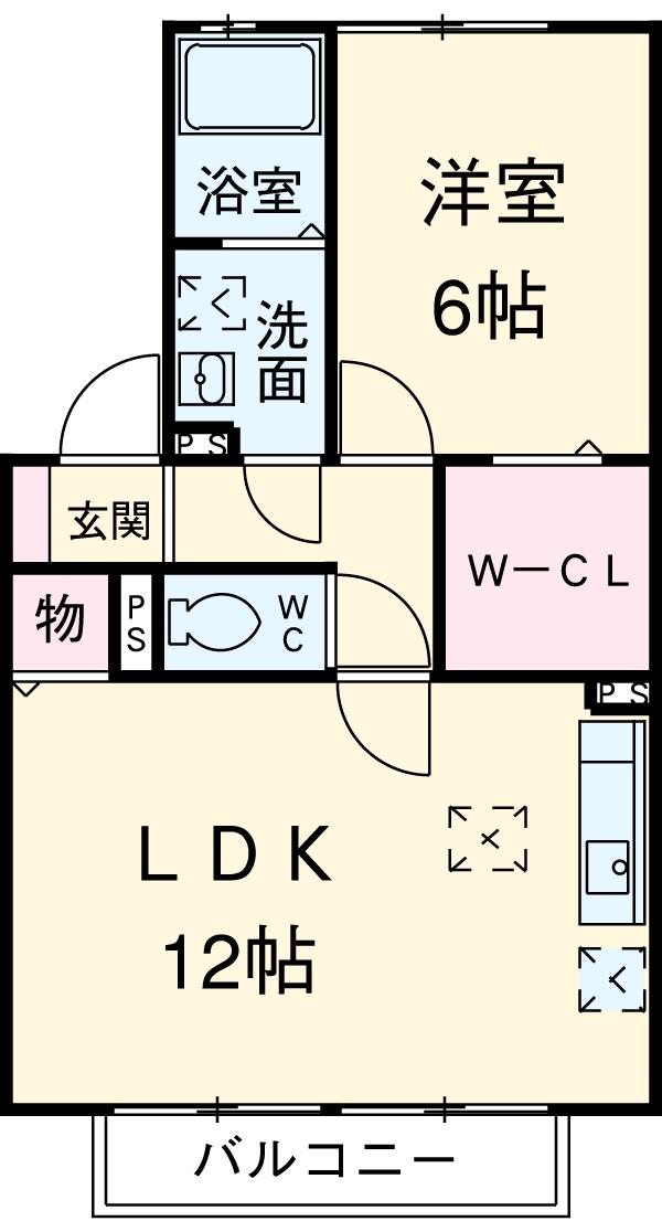 カメリアⅠ(1LDK/1階)の間取り写真