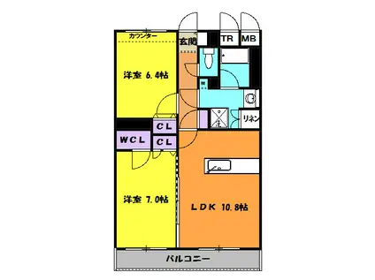 フェリーチェⅡ(2LDK/3階)の間取り写真