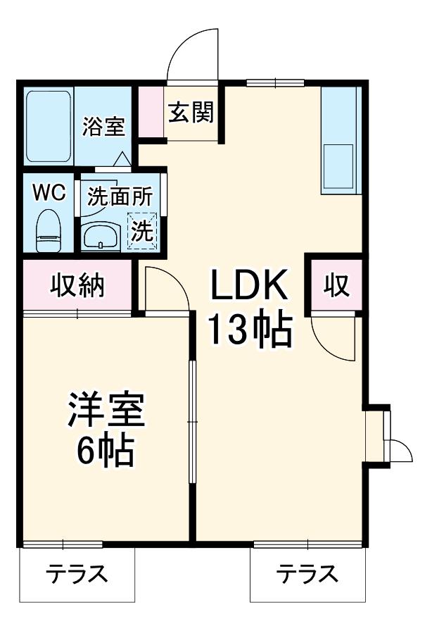 けやきハイツⅠ(1LDK/1階)の間取り写真