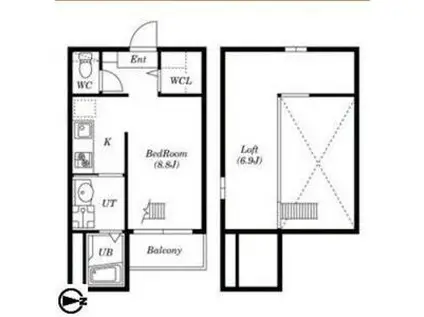 ハイツLLH(1K/1階)の間取り写真