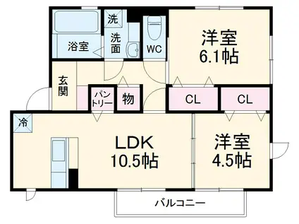 エクセル川端F(2LDK/2階)の間取り写真