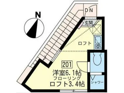 ユナイト金沢八景ヨハネスの杜(ワンルーム/2階)の間取り写真