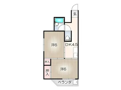 サンデンハイツ(2DK/2階)の間取り写真