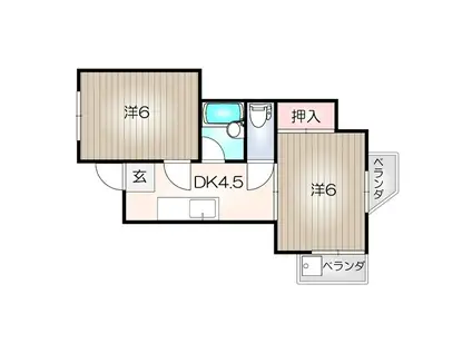 サンデンハイツ(2DK/4階)の間取り写真