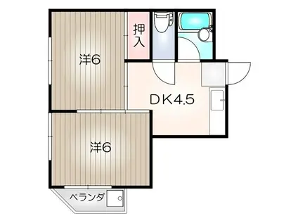 サンデンハイツ(2DK/4階)の間取り写真