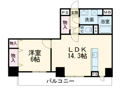 ベルデュールⅢ(1LDK/7階)の間取り写真