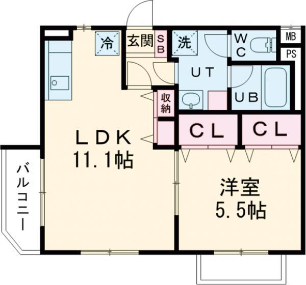 モンテベルナ(1LDK/1階)の間取り写真