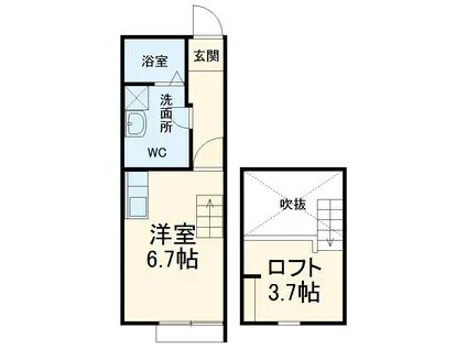 CORTILE金山(ワンルーム/1階)の間取り写真