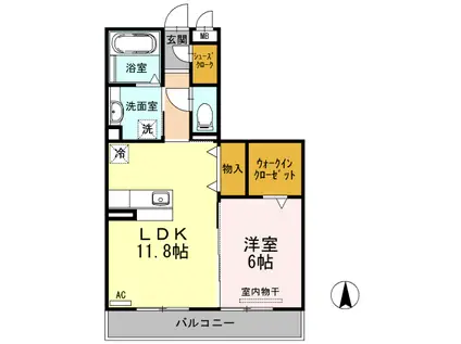 ホベンセドル(1LDK/2階)の間取り写真