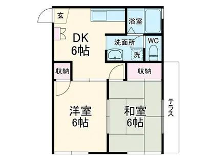 ハイツ中浜(2K/1階)の間取り写真