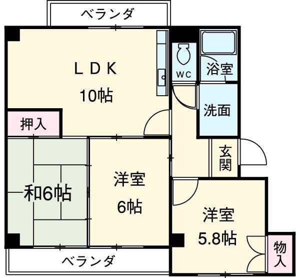 SPACE北屋敷(3LDK/3階)の間取り写真