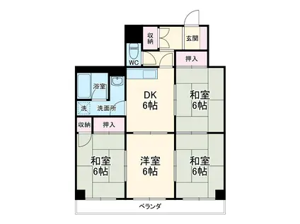 ニューコーポ第1港陽(4DK/3階)の間取り写真