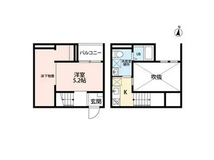 VIVA米野Ⅱ(1K/1階)の間取り写真