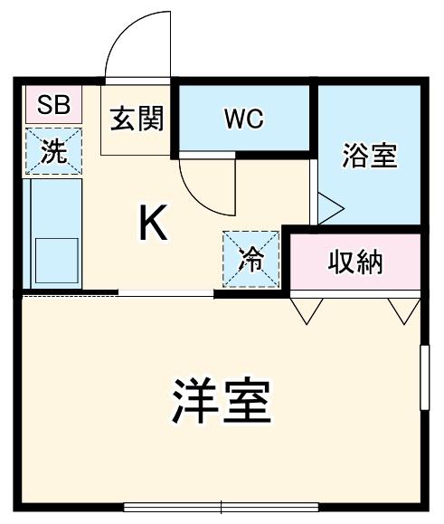 ピアレス相模原(1K/1階)の間取り写真
