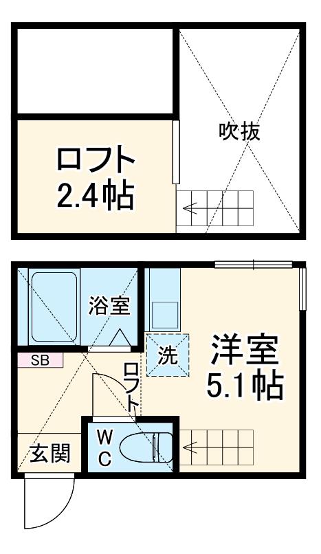 ヒルズ洋光台ⅡA棟(ワンルーム/2階)の間取り写真