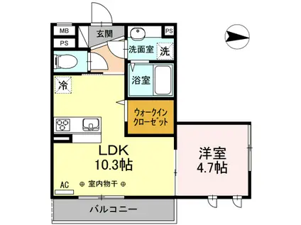 LA.CASA.FELICE(1LDK/2階)の間取り写真