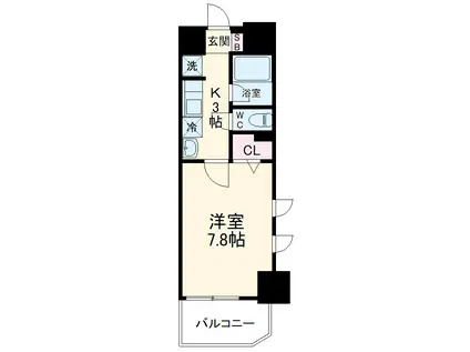 ベレーサ名駅ウエスト(1K/8階)の間取り写真