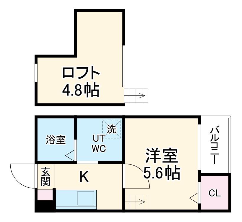 プレンフルⅡ(1K/2階)の間取り写真