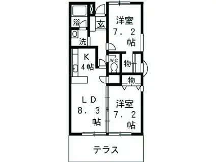 アークステージ Ⅰ(2LDK/1階)の間取り写真
