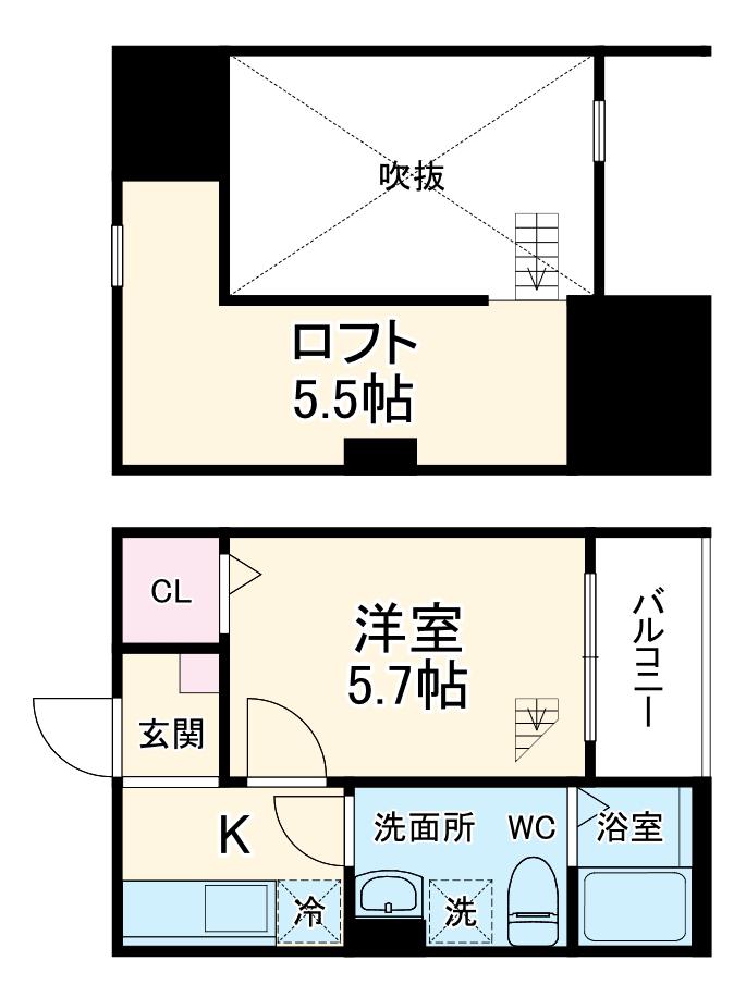 CASABLANCABIJIOU (1K/2階)の間取り写真