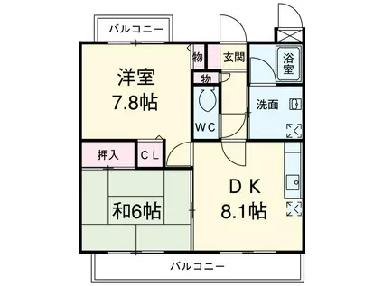 パークスクエア21(2DK/2階)の間取り写真