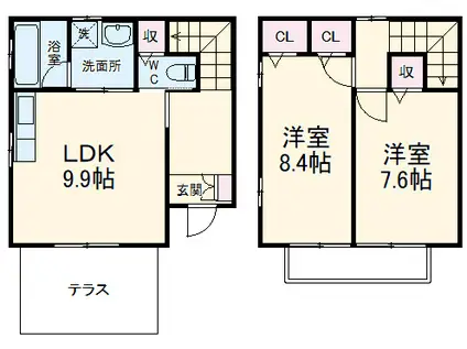 ビレッジみずの坂Ｆ棟(2DK)の間取り写真