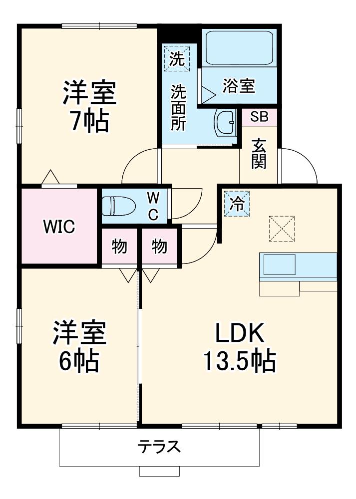 グランサークル(2LDK/1階)の間取り写真