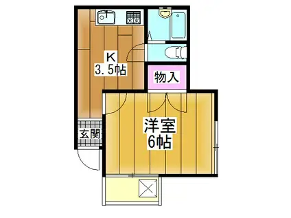 ハイツ中條(1K/1階)の間取り写真