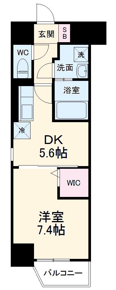グランパークタワー(1DK/6階)の間取り写真