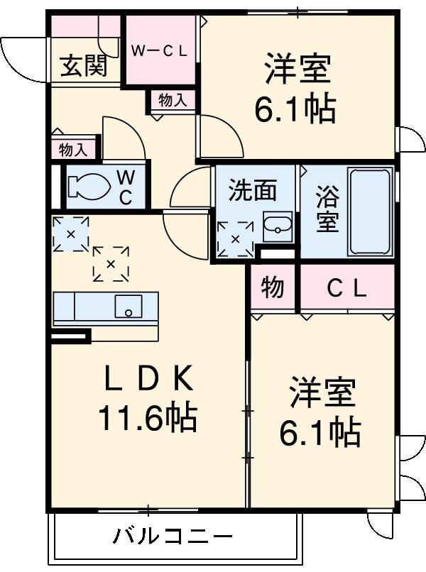 RAFFINE大坪(2LDK/3階)の間取り写真