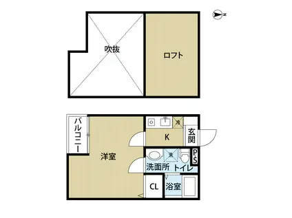 ラピネスコート(1K/2階)の間取り写真