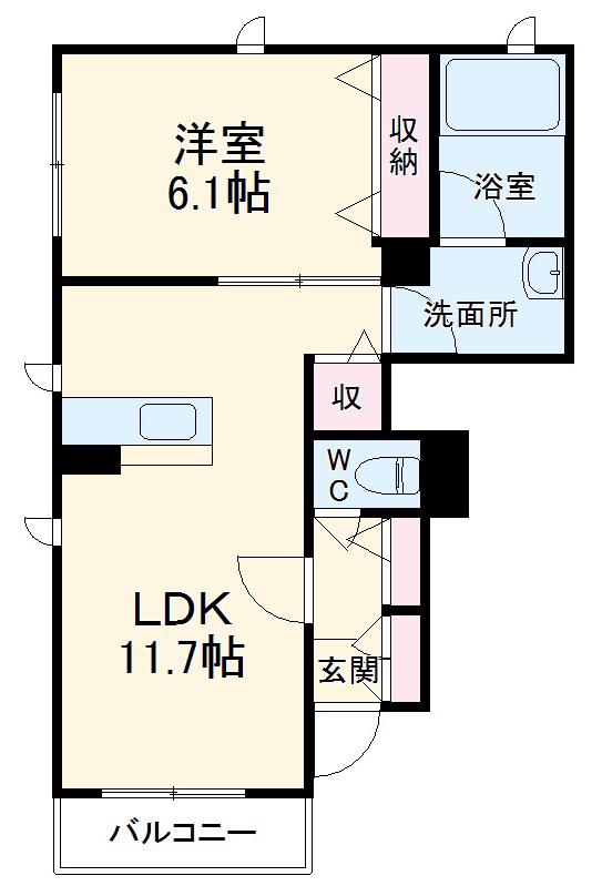 シャーメゾン光彩(1LDK/1階)の間取り写真