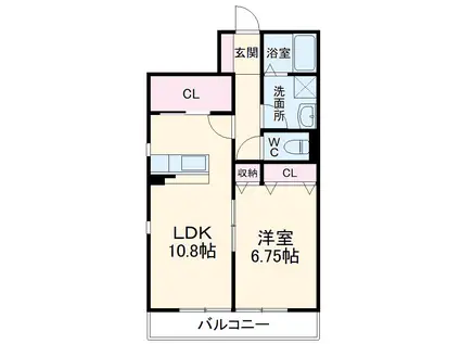 ウエストヴァリー橋本(1LDK/3階)の間取り写真
