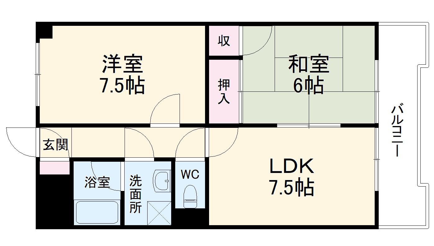ペアシティー2(2LDK/2階)の間取り写真