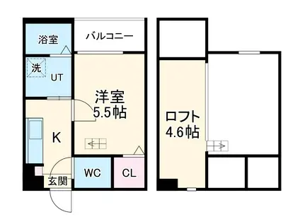 イルクオーレ高道町(1K/1階)の間取り写真