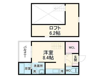 LUCIE本陣(1K/2階)の間取り写真