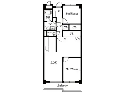 里水マンションB(2LDK/6階)の間取り写真