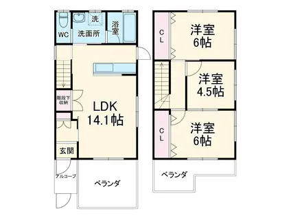 名古屋市鶴舞線 赤池駅(愛知) 徒歩17分 2階建 築12年(3LDK)の間取り写真