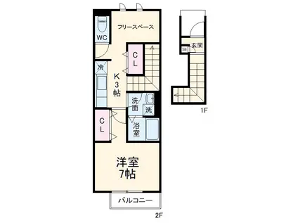CLAIR FOREST Ⅰ(1K/2階)の間取り写真